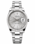 ROLEX DATEJUST | SILVER DIAL | CADRAN ARGENTE | LUNETTE CANNELEE | BRACELET OYSTER