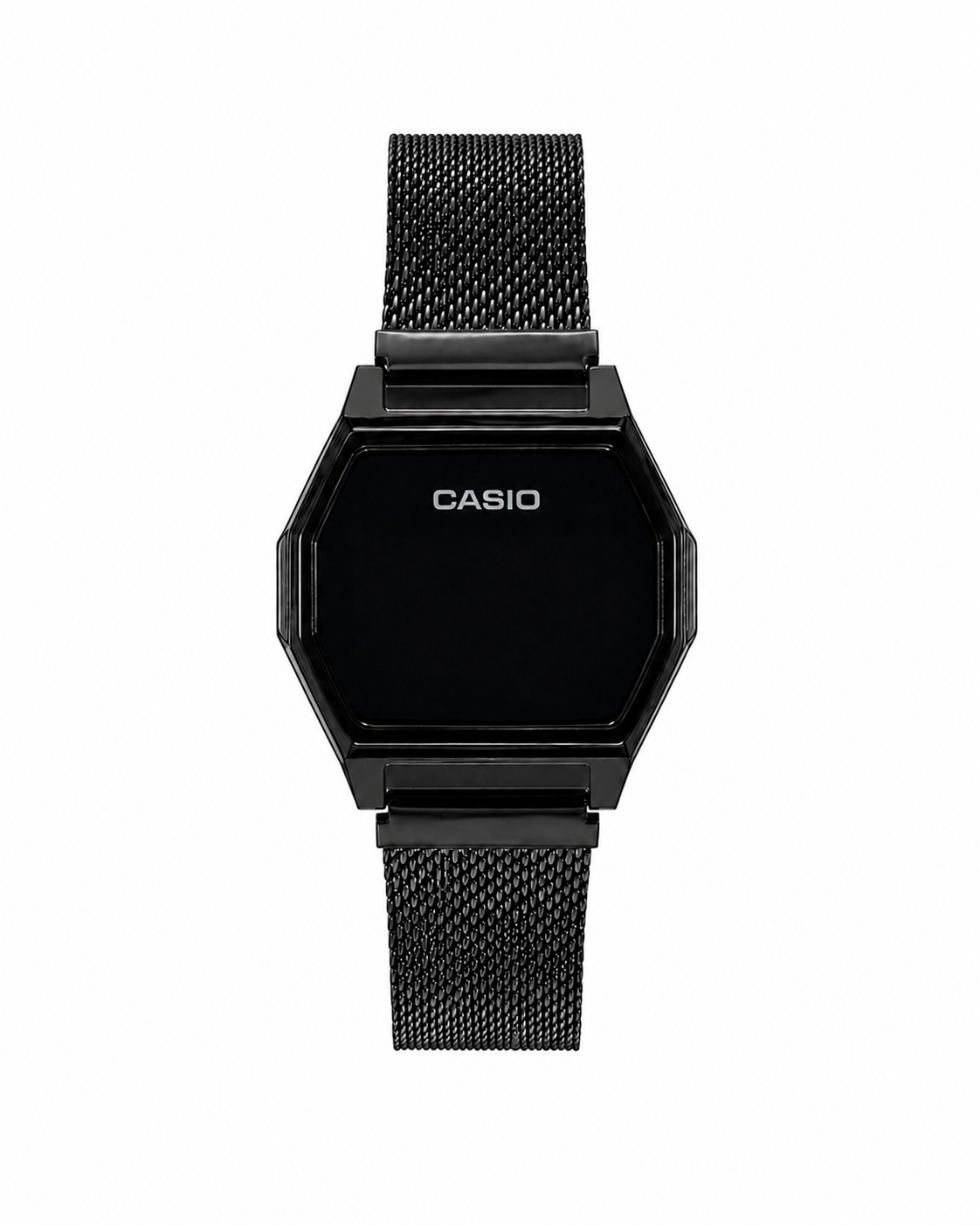 MONTRE CASIO | NUMERIQUE NOIR | EFFET MIRROIR | BRACELET MAILLE MILANAISE