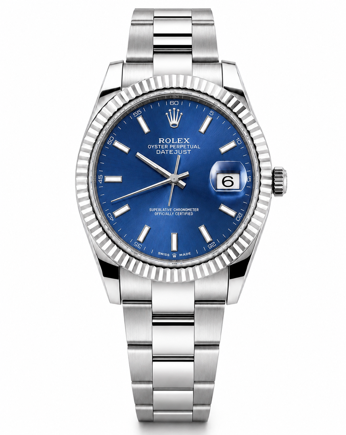 ROLEX DATEJUST | CADRAN BLEU | LUNETTE CANNELEE | BRACELET OYSTER