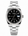 ROLEX DATEJUST | CADRAN NOIR | LUNETTE CANNELEE | BRACELET OYSTER