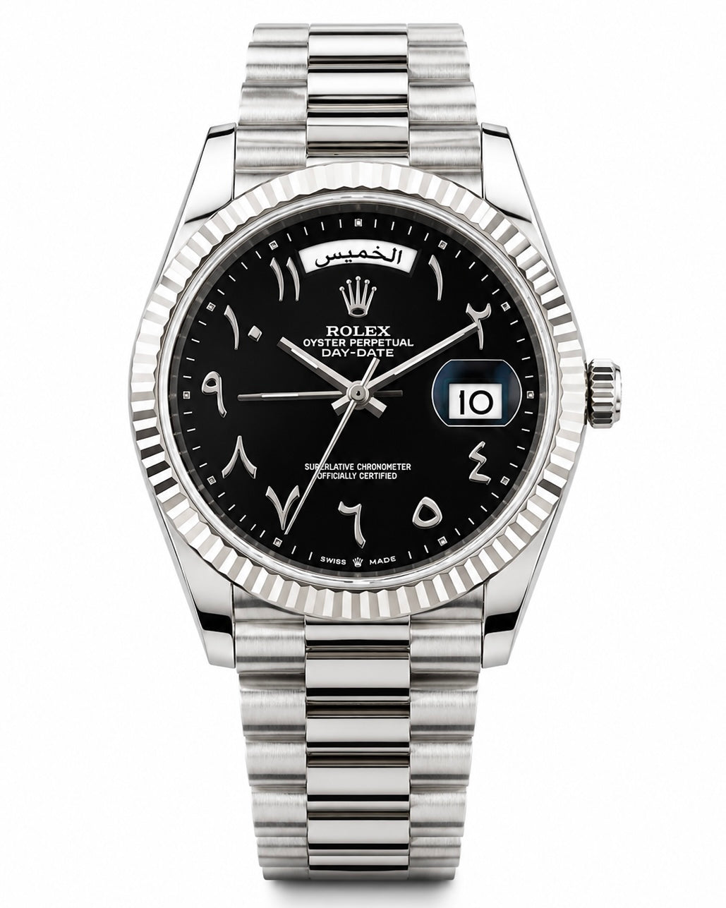 ROLEX DAY-DATE PLATINE | CADRAN NOIR | CHIFFRES ARABES